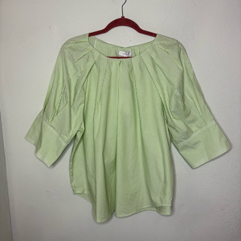 New with Tags Matty M Mint Green Pinstripe Blouse XL